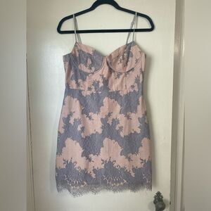 Storia Lace Purple and Pink Mini Slip Dress